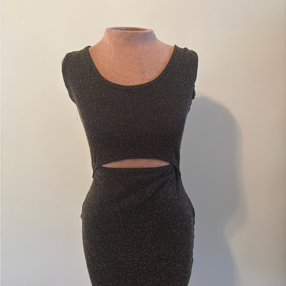 See You Monday Dresses & Skirts - See You Monday Black Glitter Cut-Out Dress